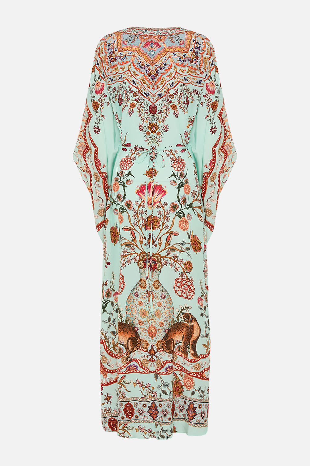 CAMILLA Gathered Waist Kaftan in Weaving Worlds print