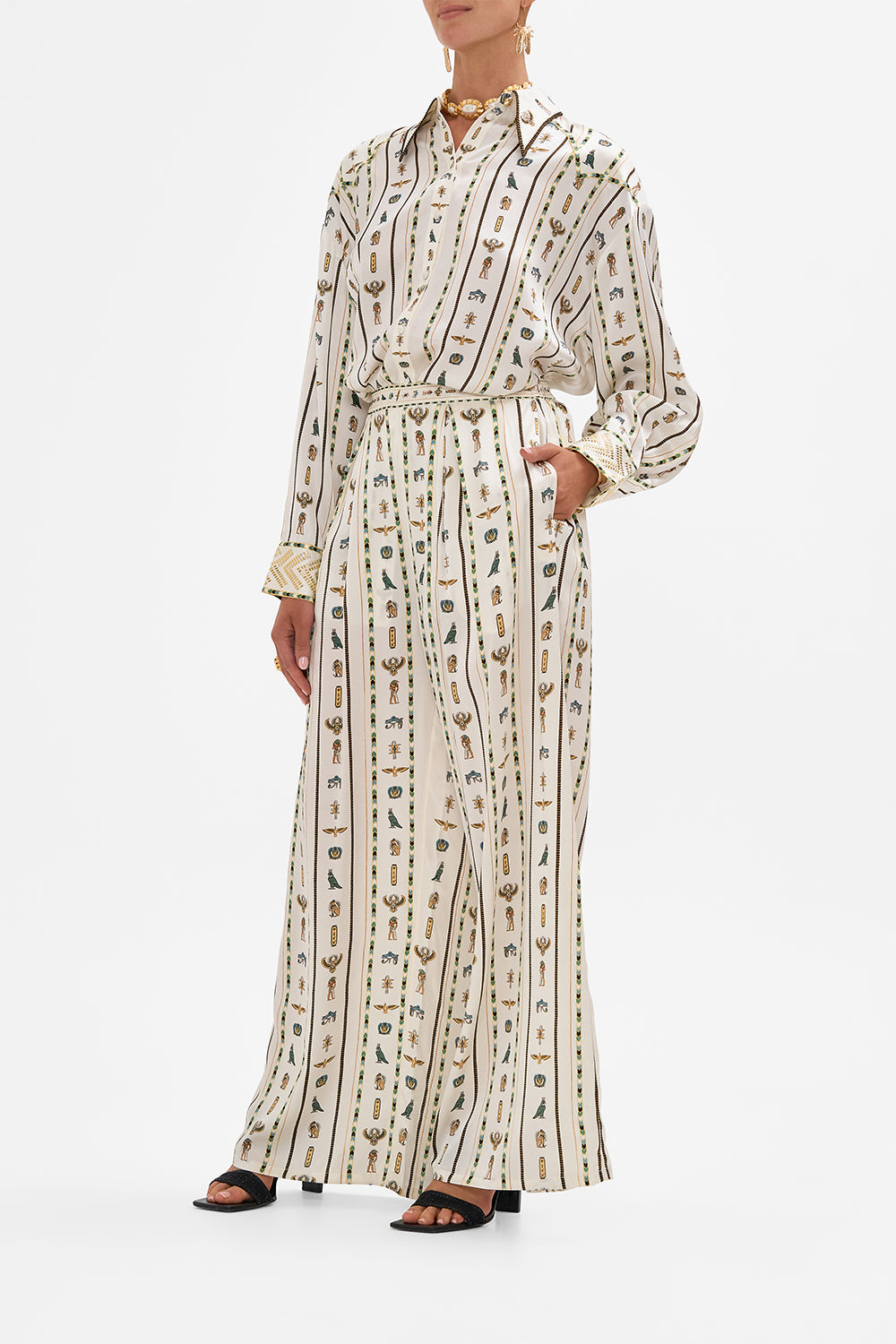 CAMILLA Tuck Front Pant in Valley Of The Queens print