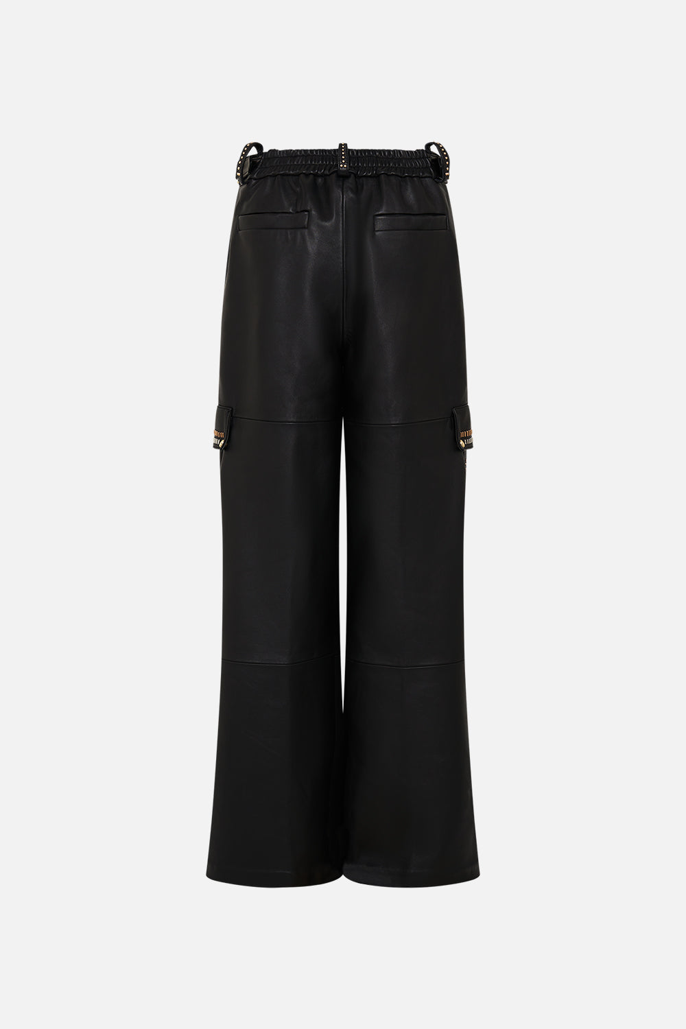 CAMILLA Black Leather Utility Pant in They Called Her Nefertari print