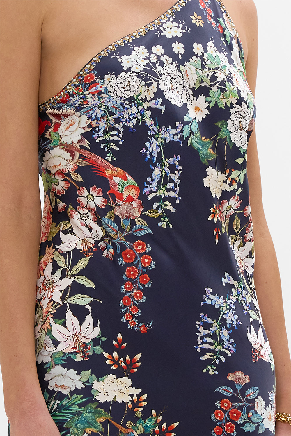 ONE SHOULDER DRESS WITH MACRAME FRINGING PALACIO POETRY