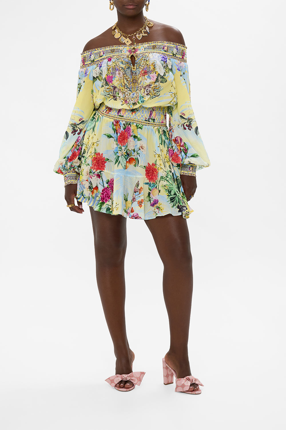 OFF SHOULDER SHORT DRESS FLOR FANTÁSTICA