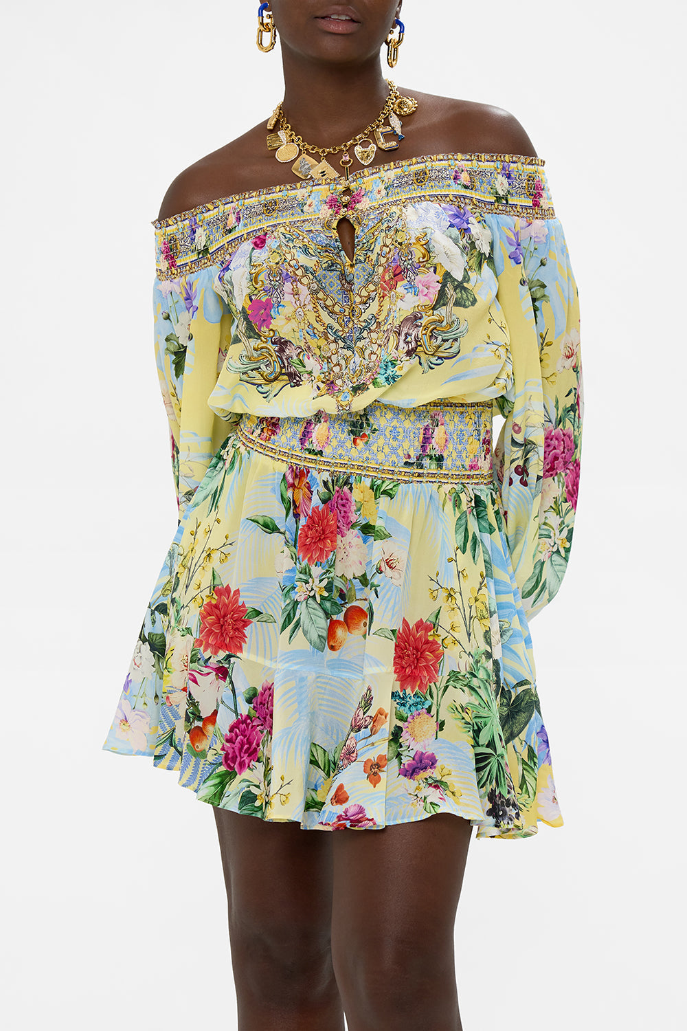 OFF SHOULDER SHORT DRESS FLOR FANTÁSTICA