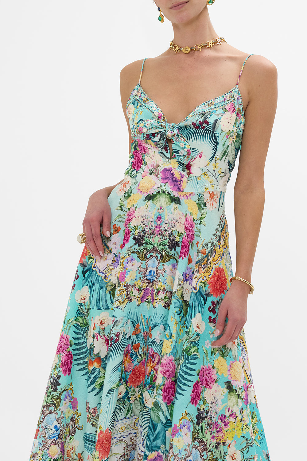 LONG DRESS WITH TIE FRONT GARDENS OF QUELUZ