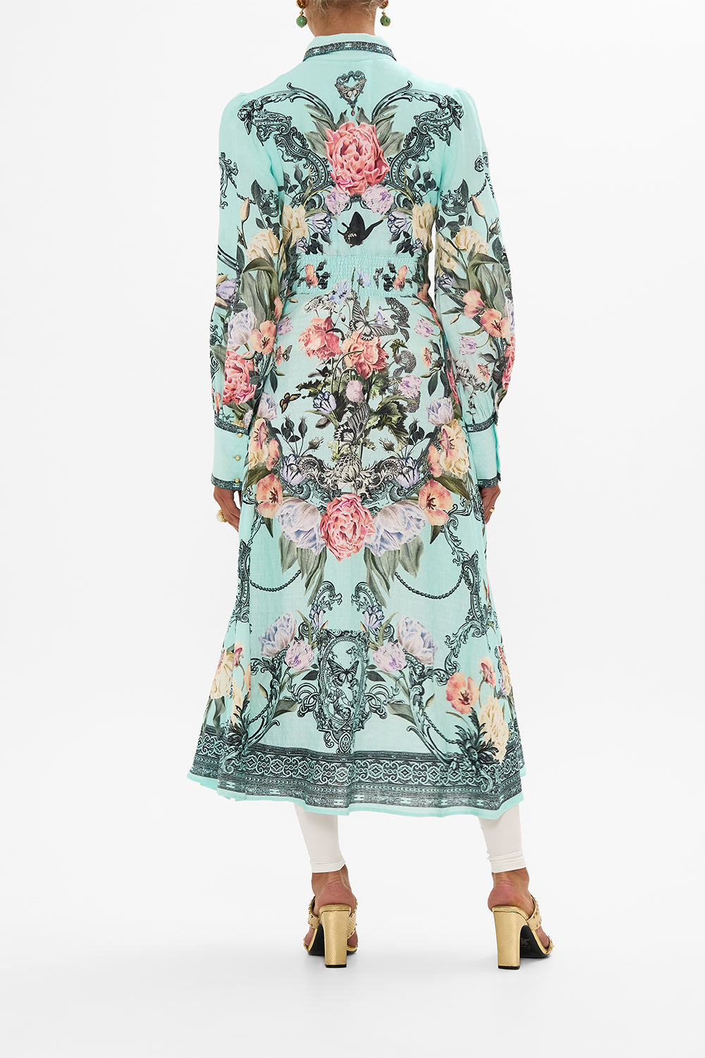 CAMILLA waist tie shirt dress in Petal promiseland print
