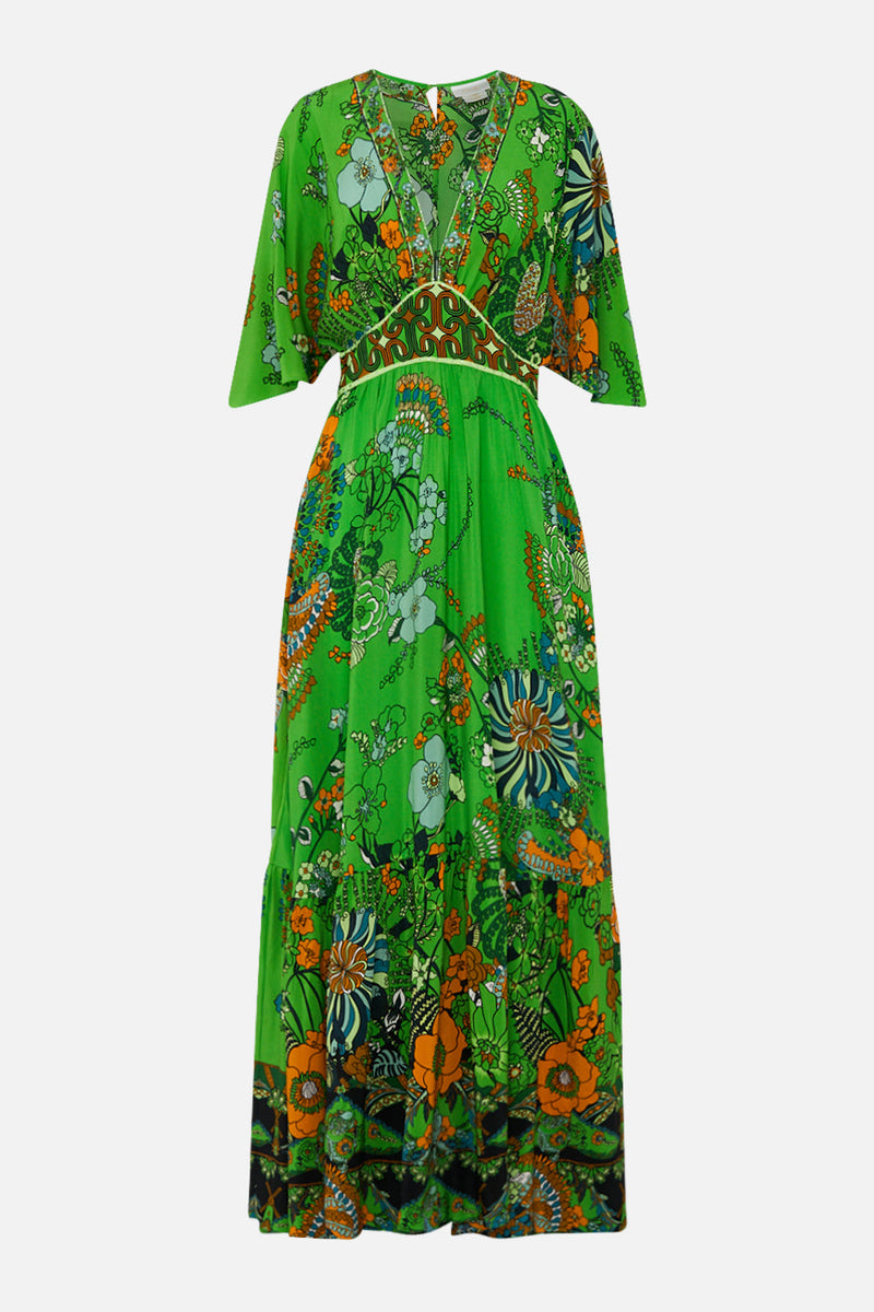 WAISTED DRESS WITH HEM RUFFLE GODDESS ENERGY