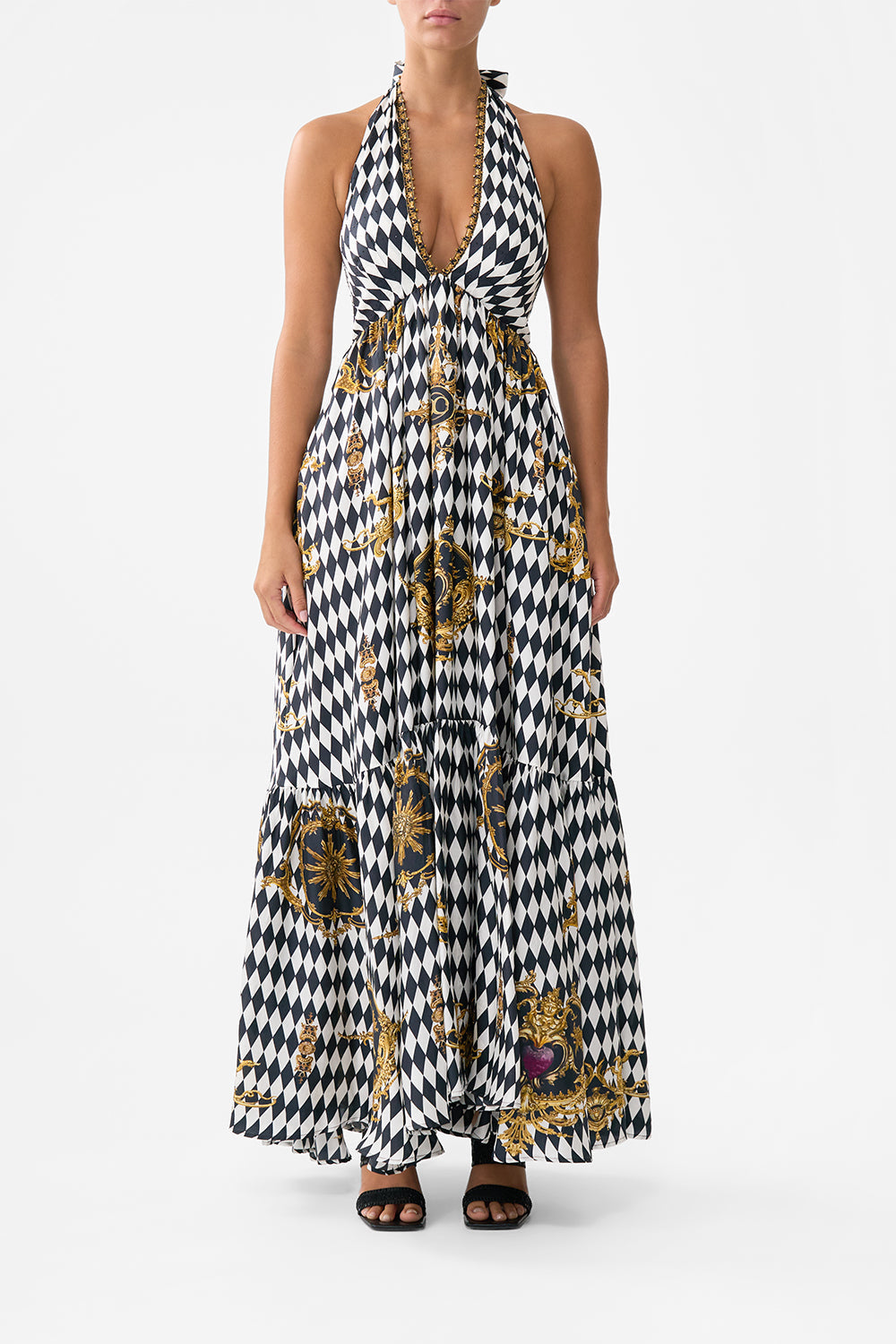 RUFFLE HEM HALTER DRESS MONARCHY MANIA