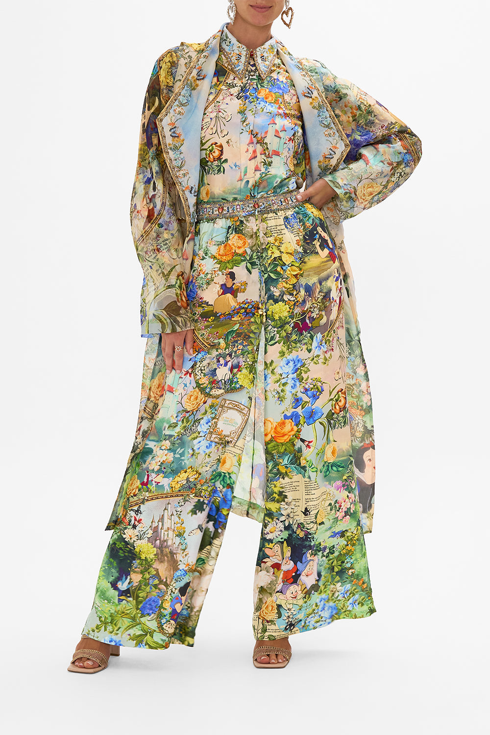 Disney CAMILLA silk pants in The Kindest One Of All print