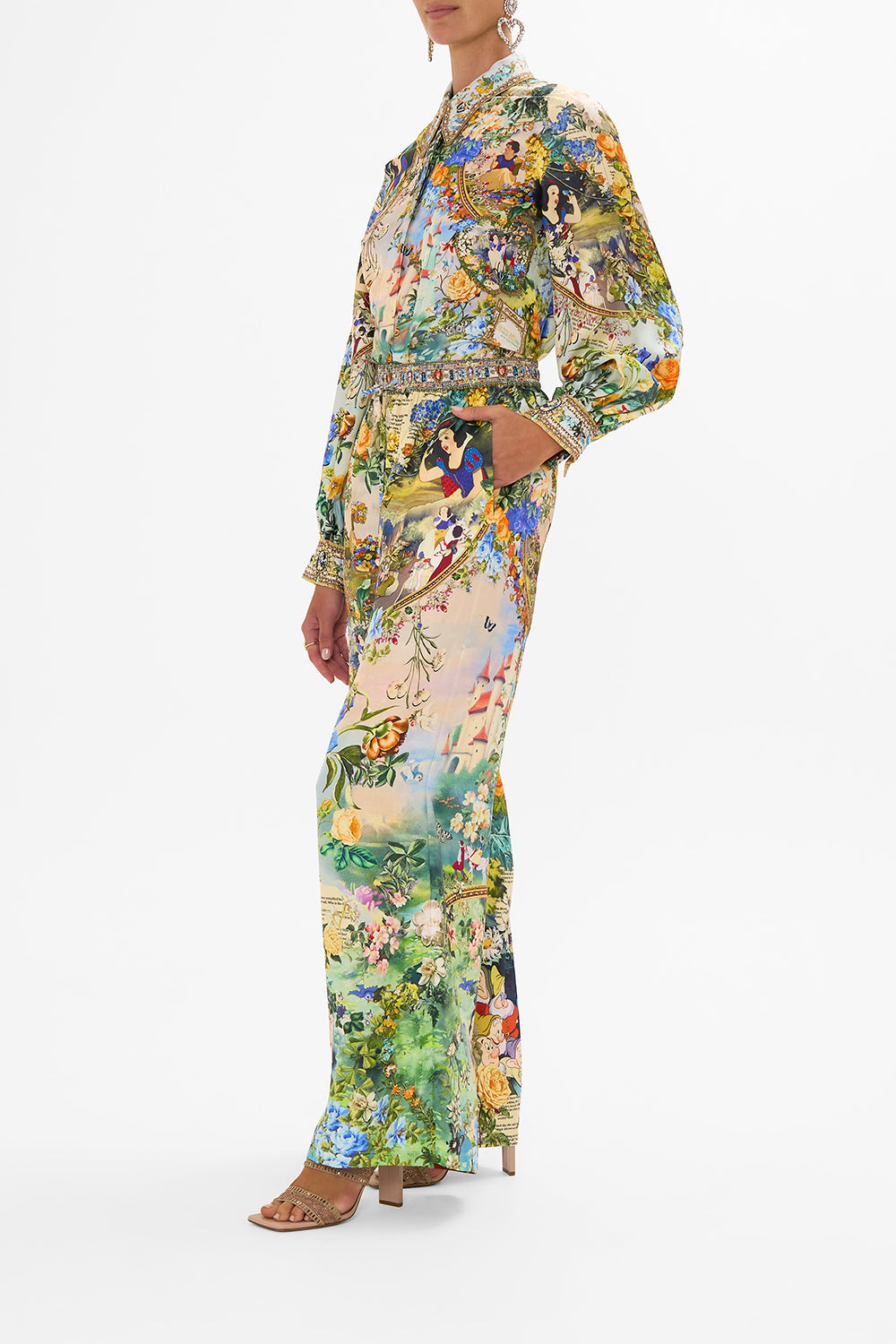 Disney CAMILLA silk pants in The Kindest One Of All print