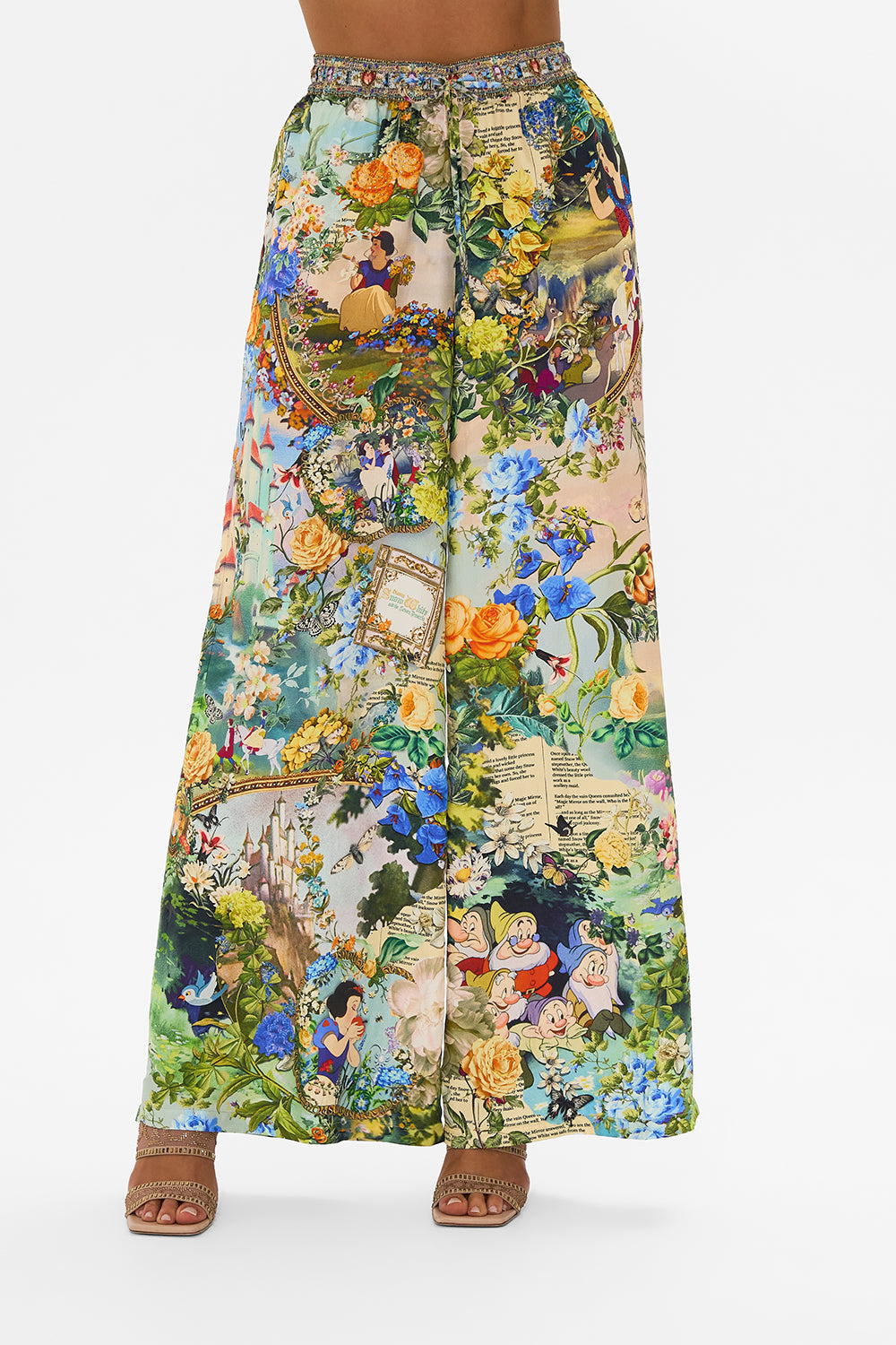 Disney CAMILLA silk pants in The Kindest One Of All print