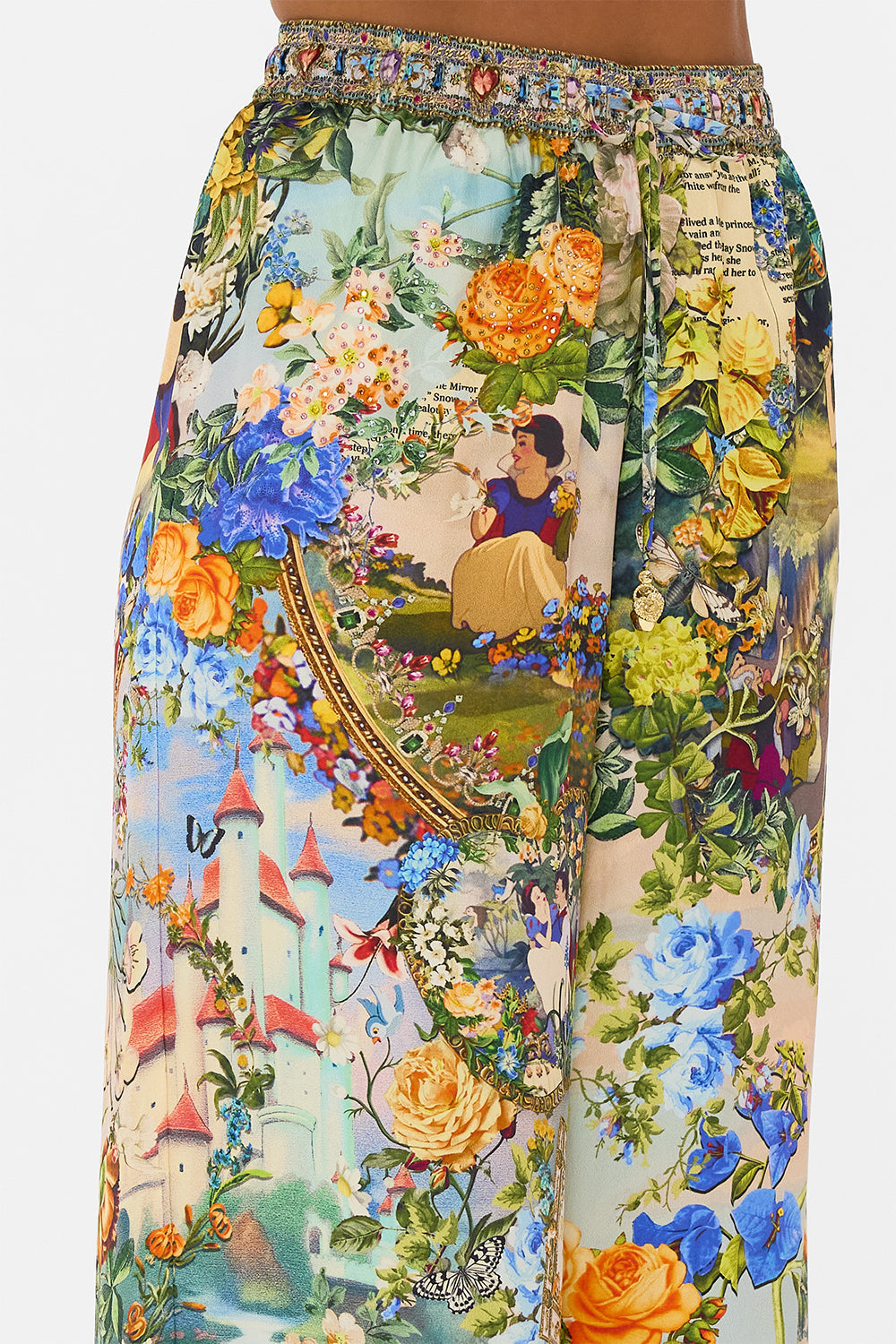 Disney CAMILLA silk pants in The Kindest One Of All print
