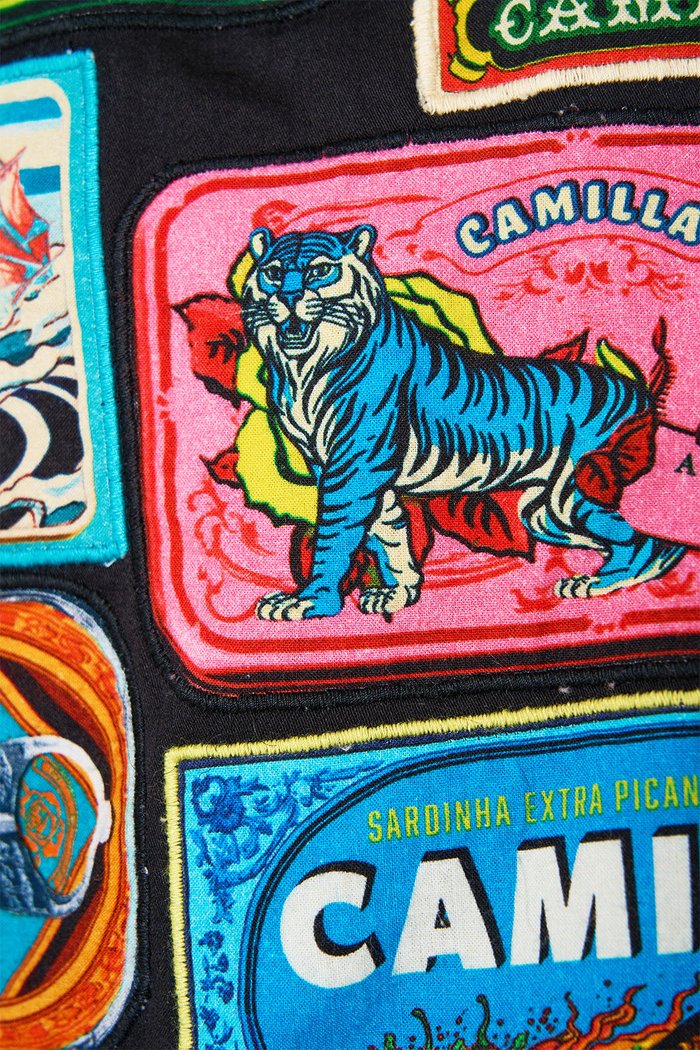 PATCHWORK LONG SLEEVE CAMP COLLAR SHIRT SAL DO MAR