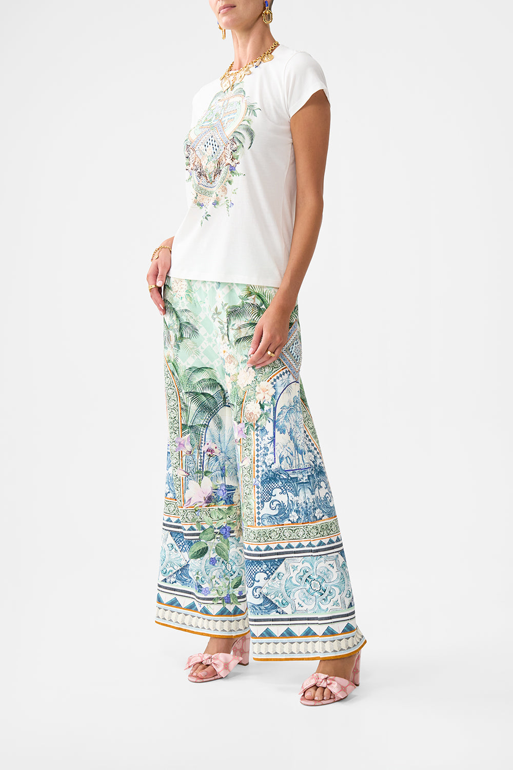 SLIM FIT ROUND NECK T-SHIRT - WHITE JARDIM PARTY