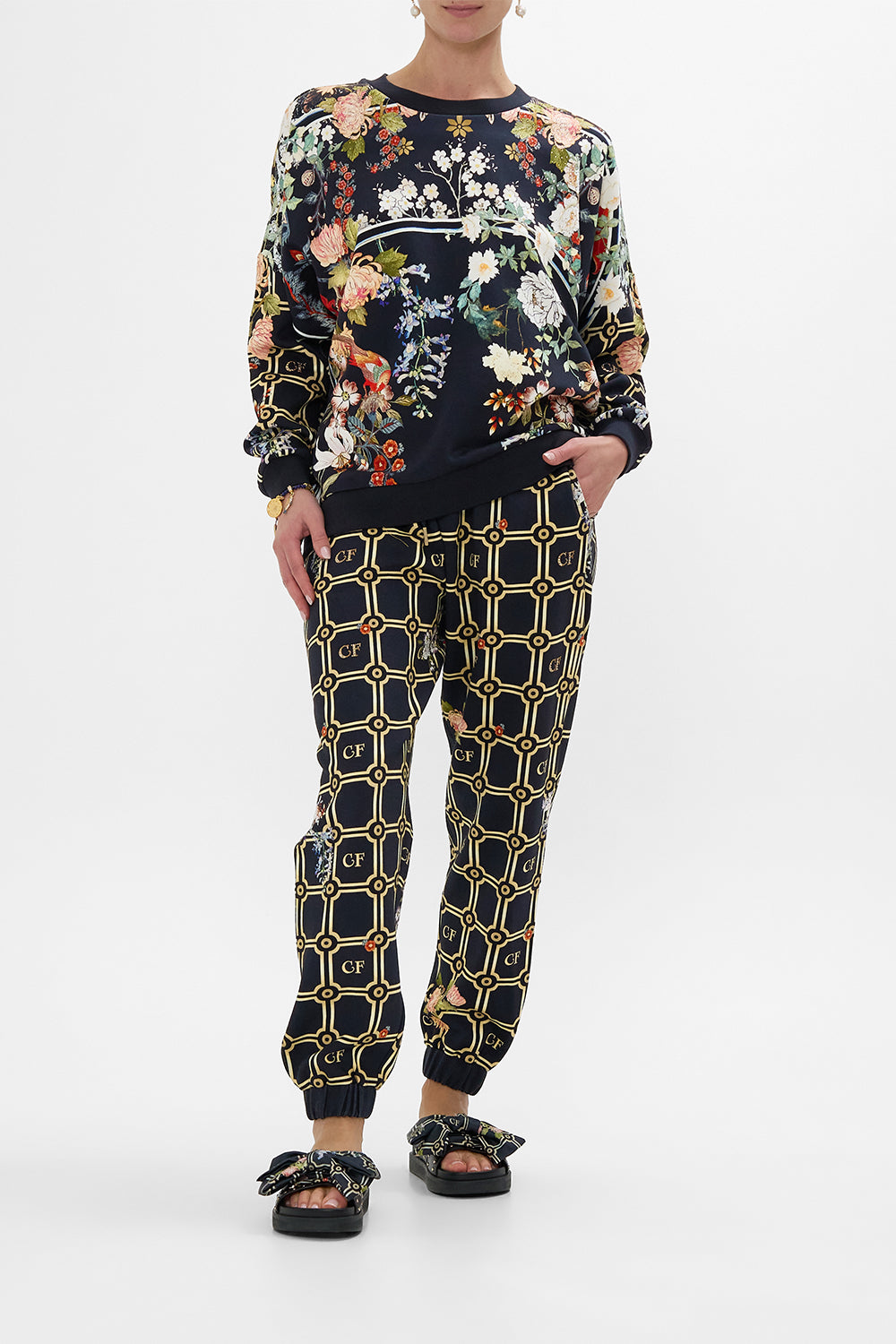 CAMILLA Dropped Shoulder Sweat Shirt in Palacio Poetry print