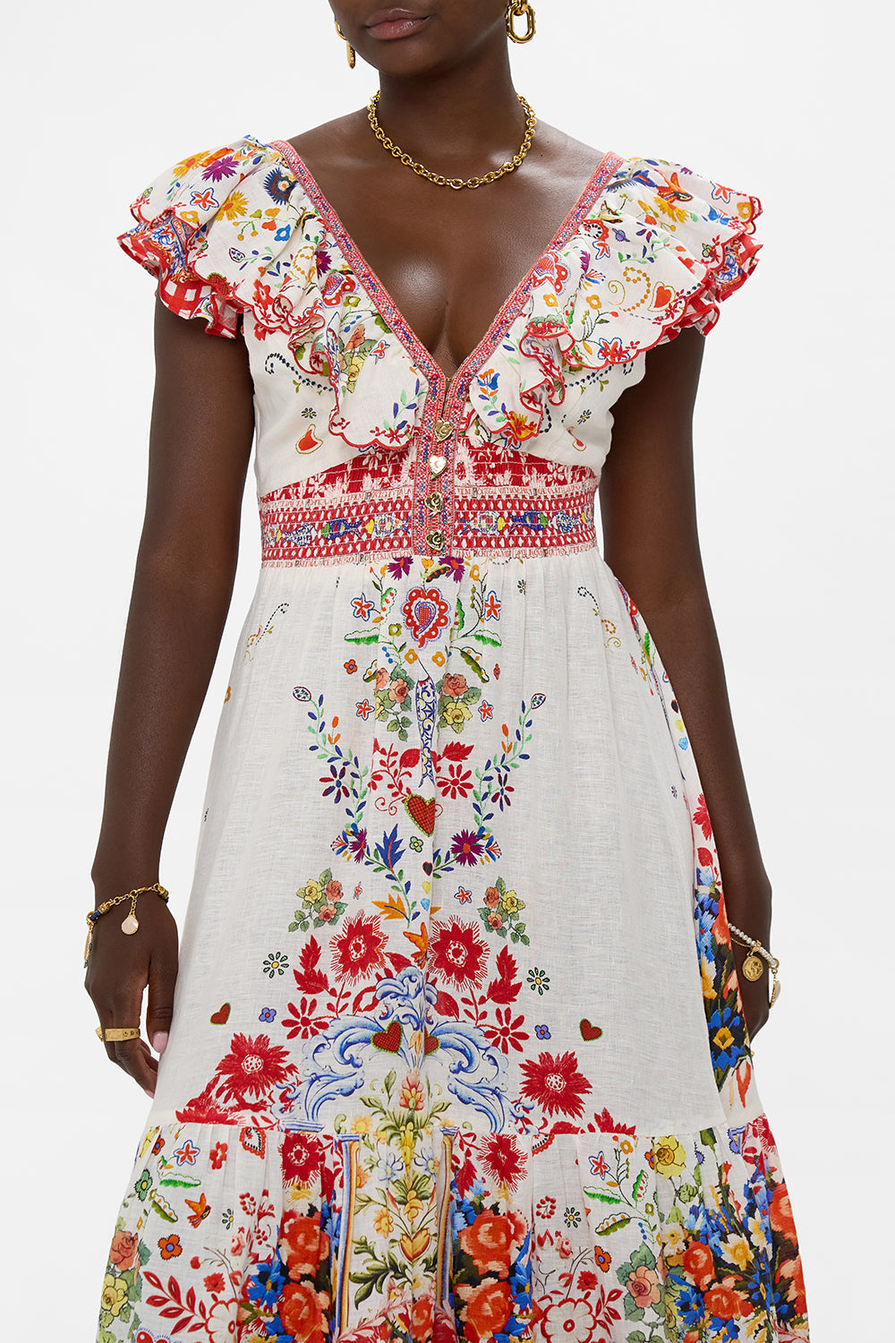 TIERED DRESS WITH NECK FRILL FAITH, LUCK & JUSTICE