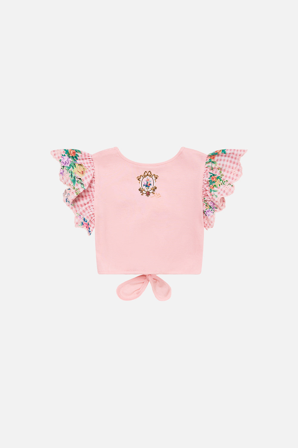 KIDS CROPPED EMBROIDERED TEE WITH TIE 12-14 LISBON LULLABY