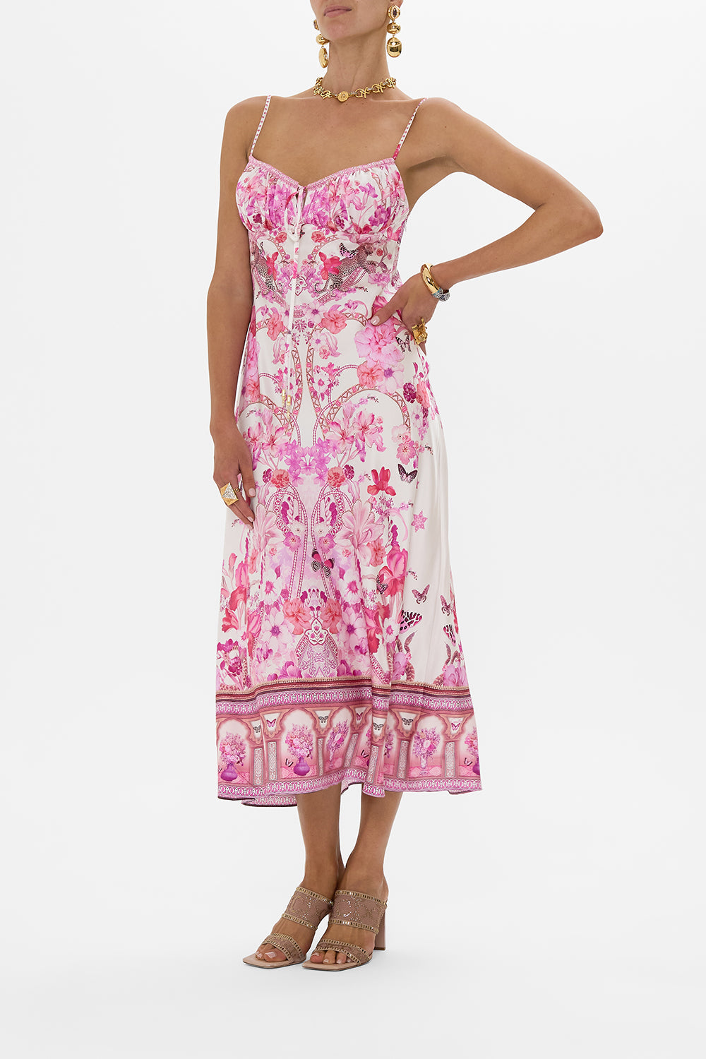 GATHERED BODICE BIAS DRESS BOTANICAL NOVELLA