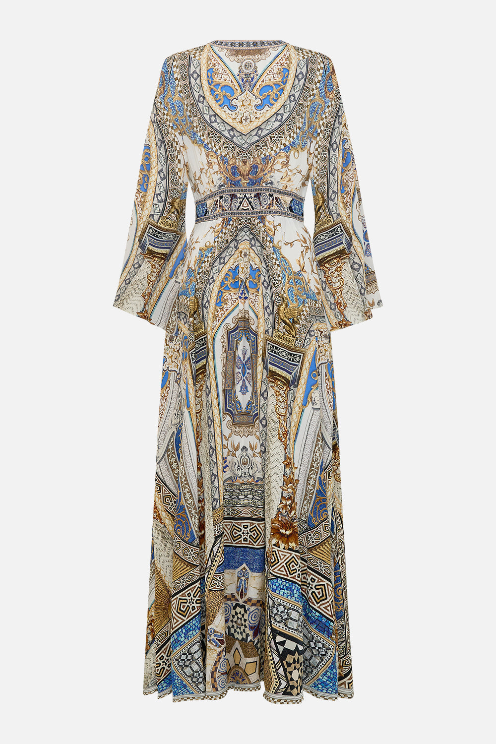 CAMILLA Kimono Sleeve Dress with Shirring Detail in Make Me Your Mosaic Print