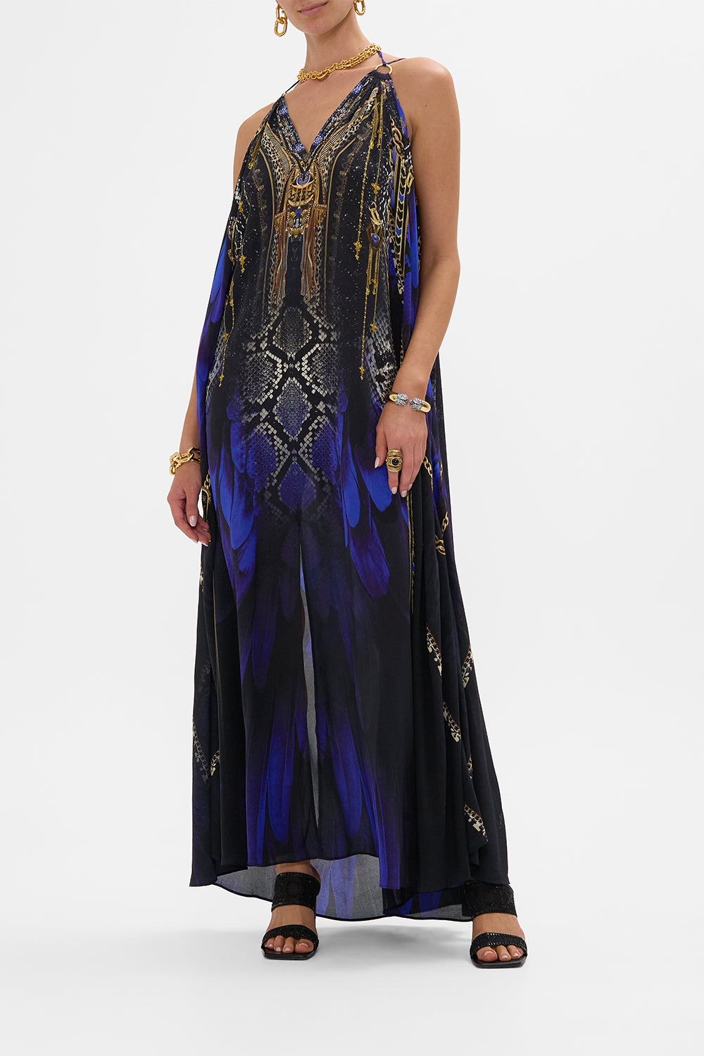 CAMILLA Ring Detail Strap Dress in Other Side of the Oasis print.