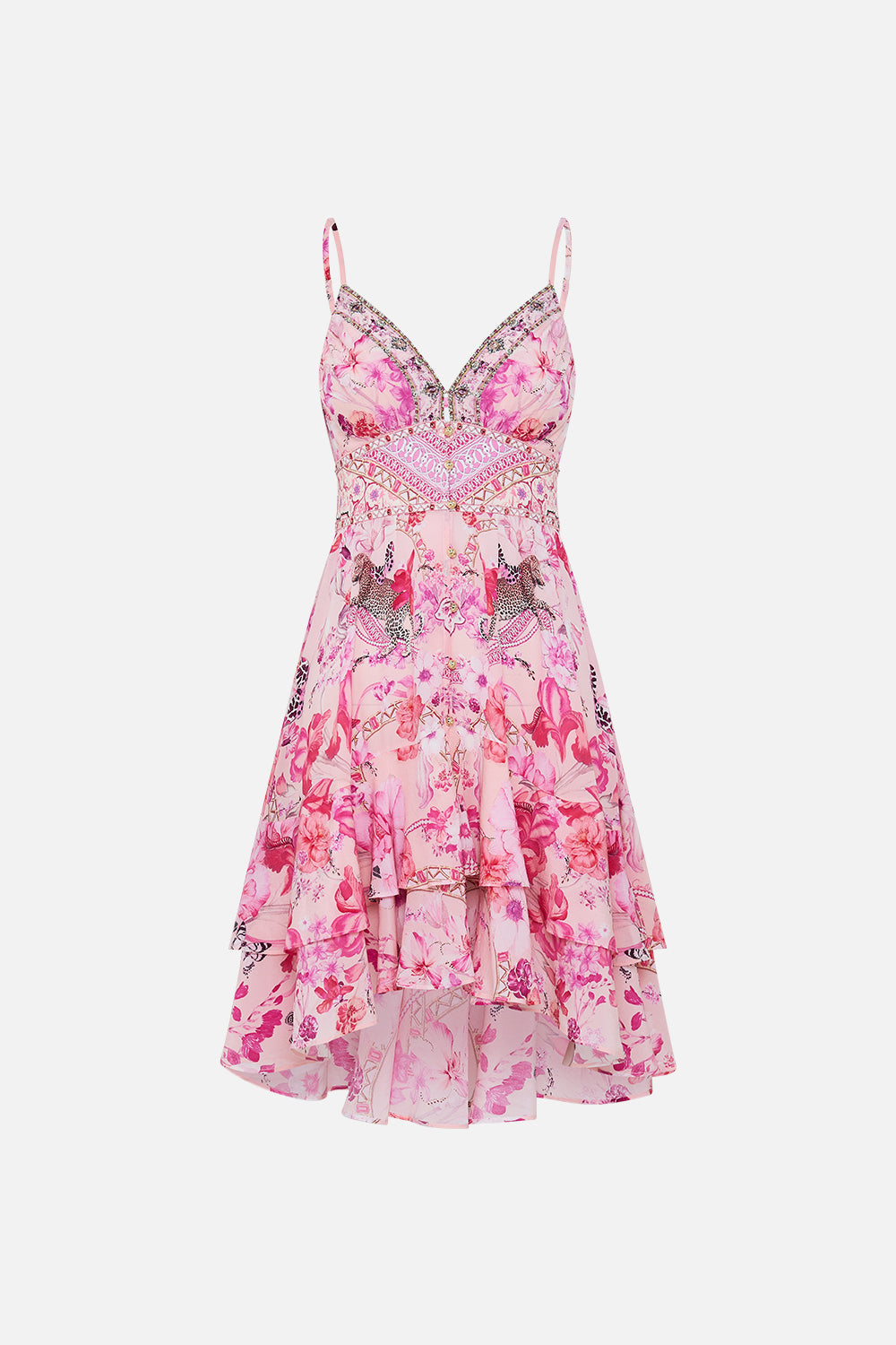 BUTTON FRONT STRAPPY FRILL DRESS BOTANICAL NOVELLA