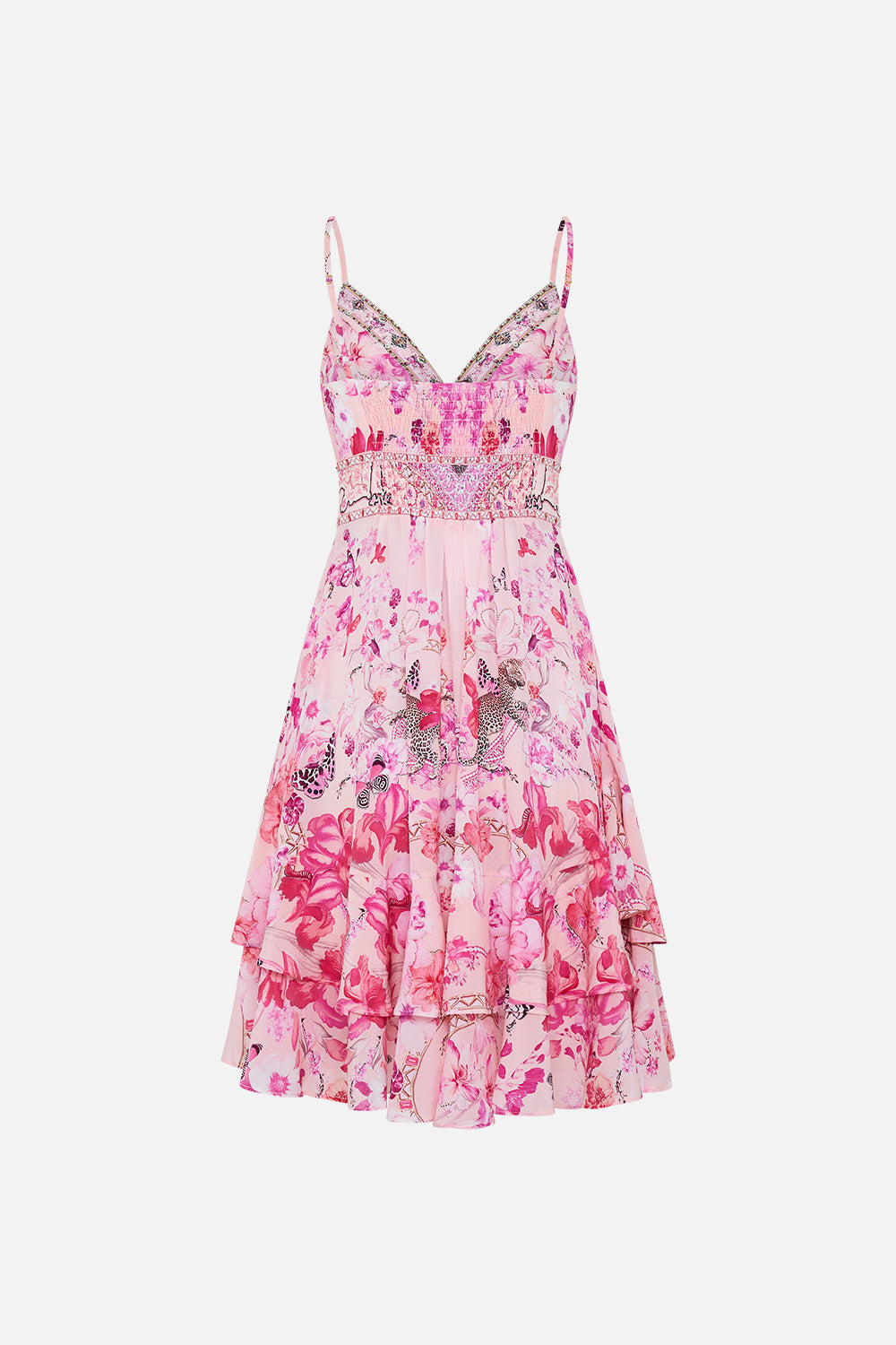 BUTTON FRONT STRAPPY FRILL DRESS BOTANICAL NOVELLA