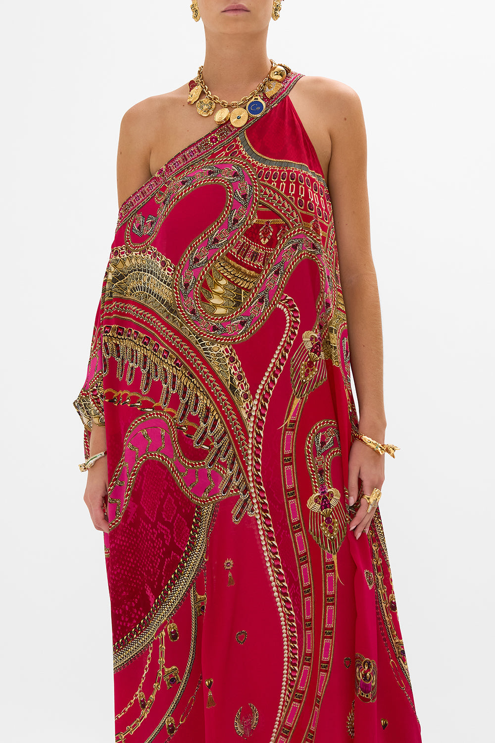 ONE SHOULDER KAFTAN WITH NECKBAND KISSED BY A COBRA