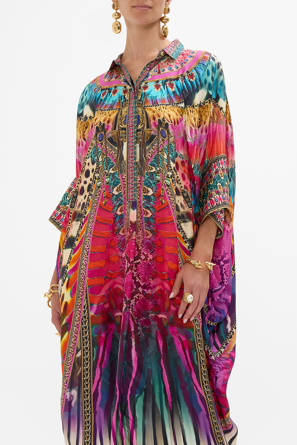 CAMILLA Batwing Kaftan in Sahara Supernatural Print.