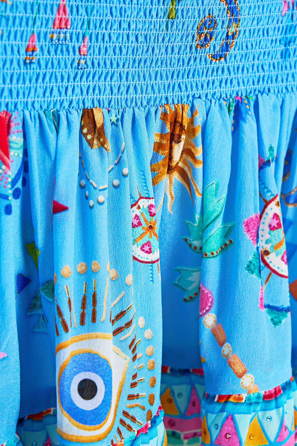 SHORT SHIRRED SKIRT A PAINTED VILLAGE