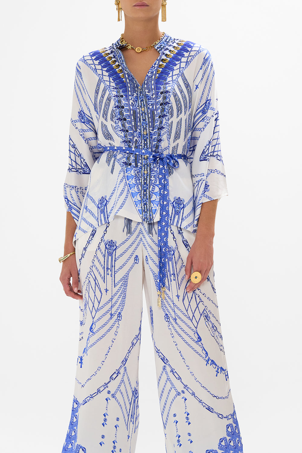 BUTTON THROUGH SCARF BLOUSE DANCING WITH DAYLIGHT