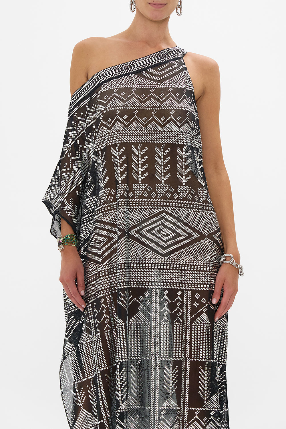 ONE SHOULDER KAFTAN WITH NECKBAND THE EGYPT EFFECT