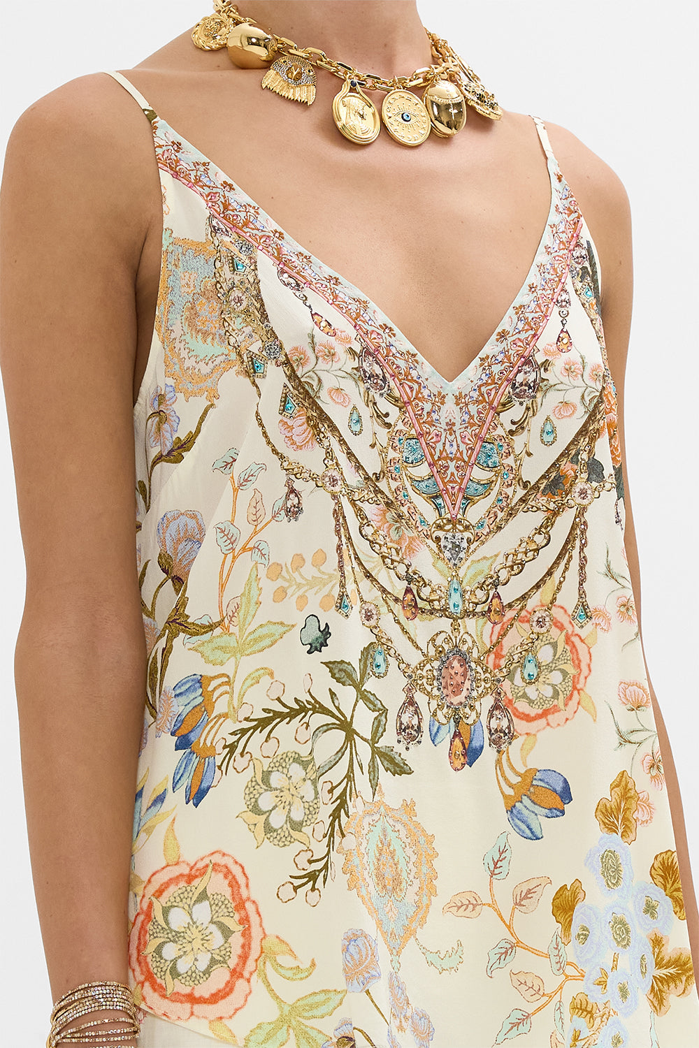 CAMILLA V Neck Cami in Honour of Heirlooms print