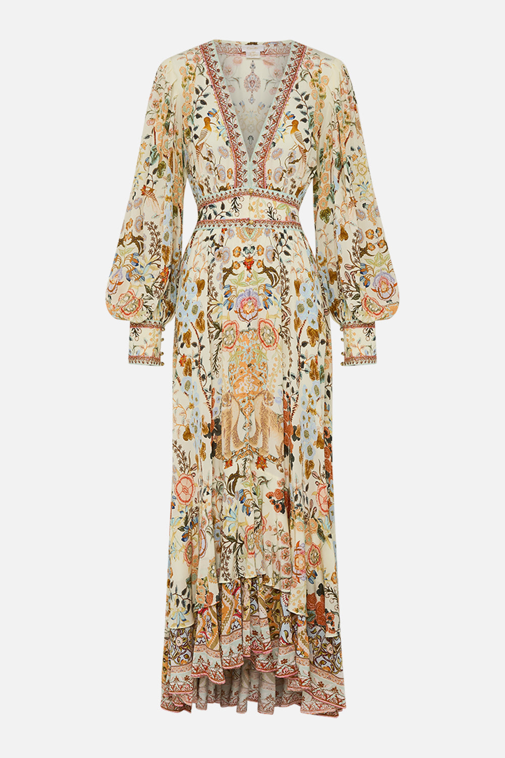 CAMILLA Long Button Front Dress in Honour of Heirlooms print