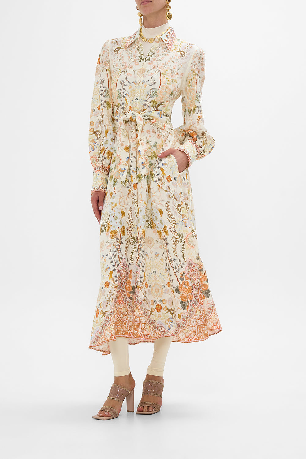 CAMILLA Waist Tie Shirt Dress in Honour of Heirlooms print