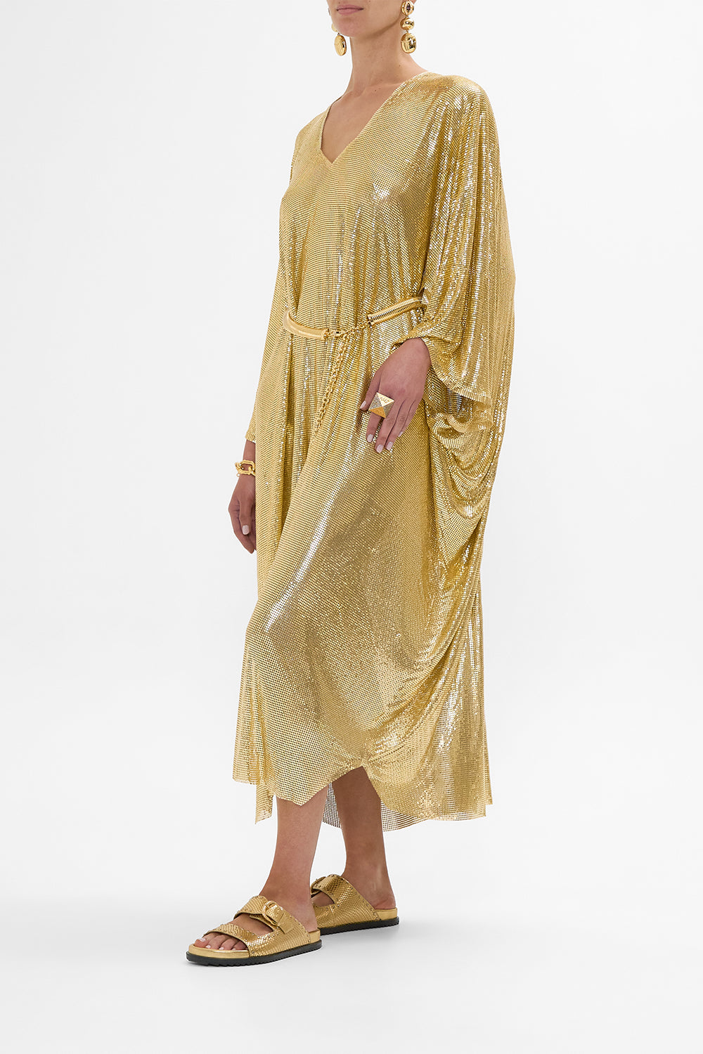 GILDED MESH T-SHAPED LONG KAFTAN VALLEY OF THE KINGS