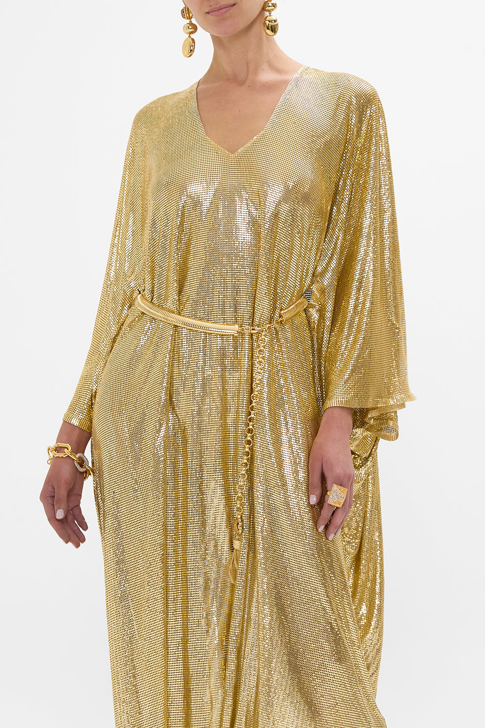 GILDED MESH T-SHAPED LONG KAFTAN VALLEY OF THE KINGS