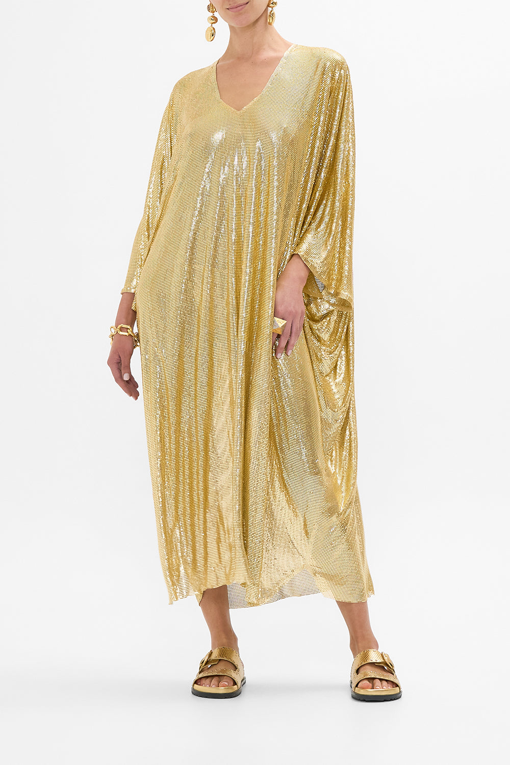 GILDED MESH T-SHAPED LONG KAFTAN VALLEY OF THE KINGS