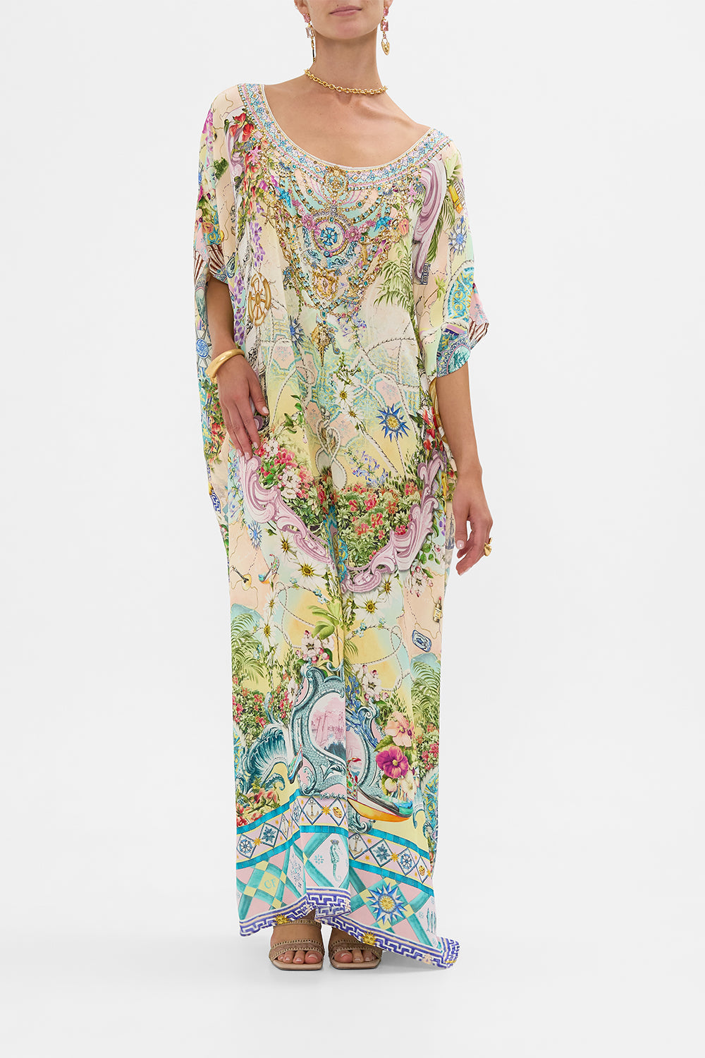 The CAMILLA Round Neck Kaftan in our Just Coasting print.