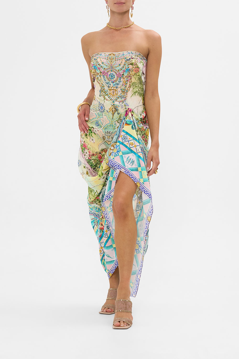 The CAMILLA Round Neck Kaftan in our Just Coasting print.