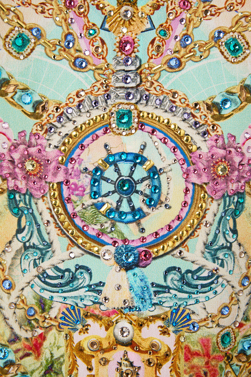 The CAMILLA Tie Sleeve Short V Neck Kaftan in our Just Coasting print.