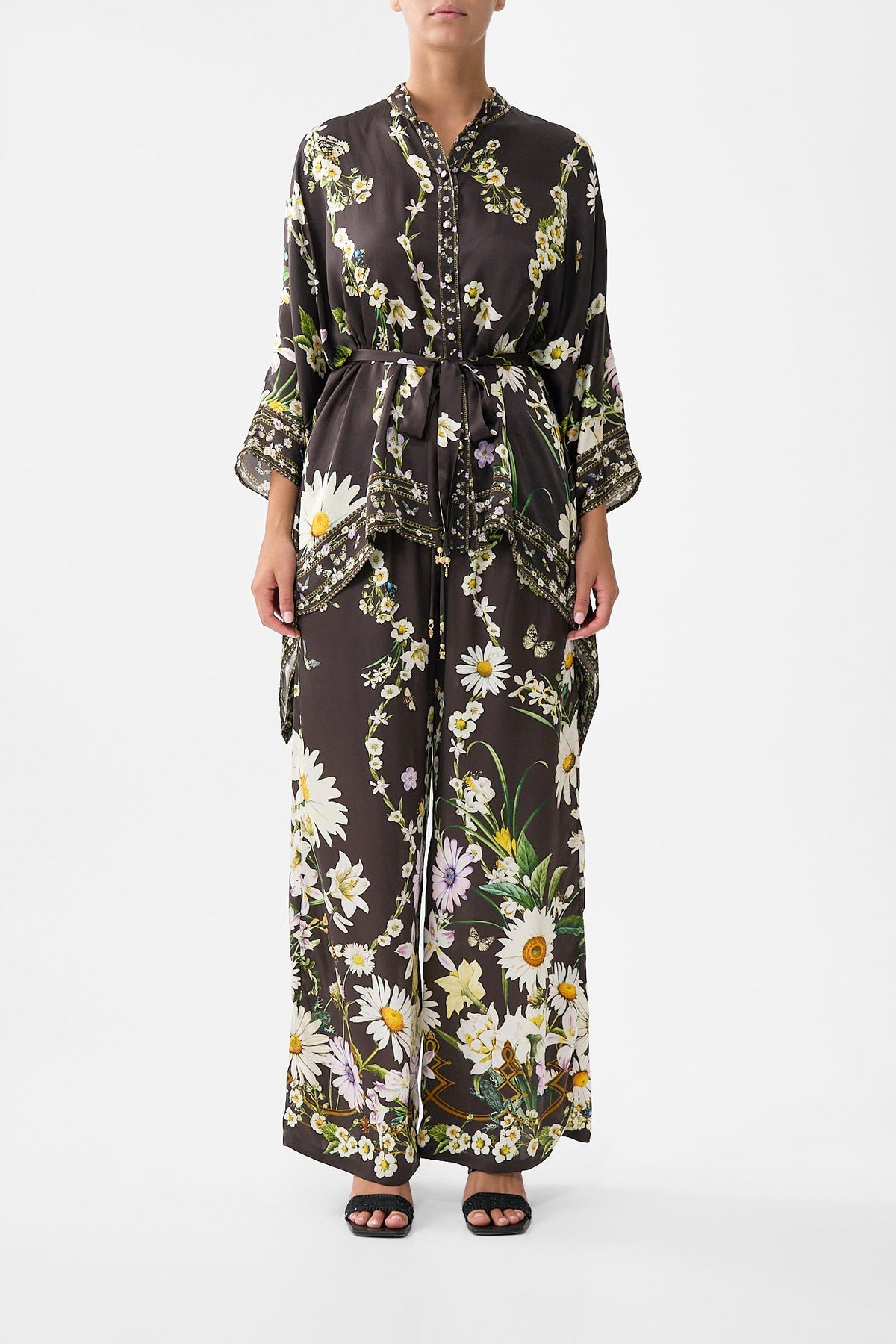 The CAMILLA Button Through Scarf Blouse in our Dish It, Daisy print.