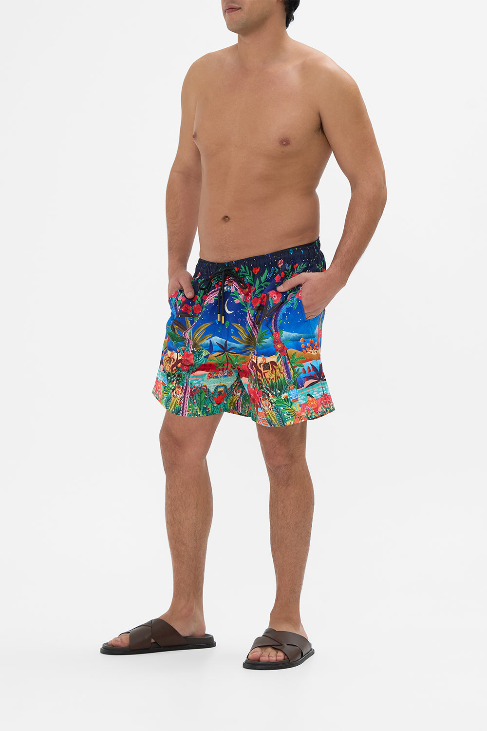 Hotel Franks By CAMILLA Mid Length Boardshort in Midnight Muses print.