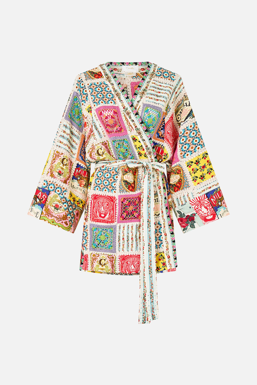 The CAMILLA Short Kimono Wrap in our Aromatic Tiger Flower print.