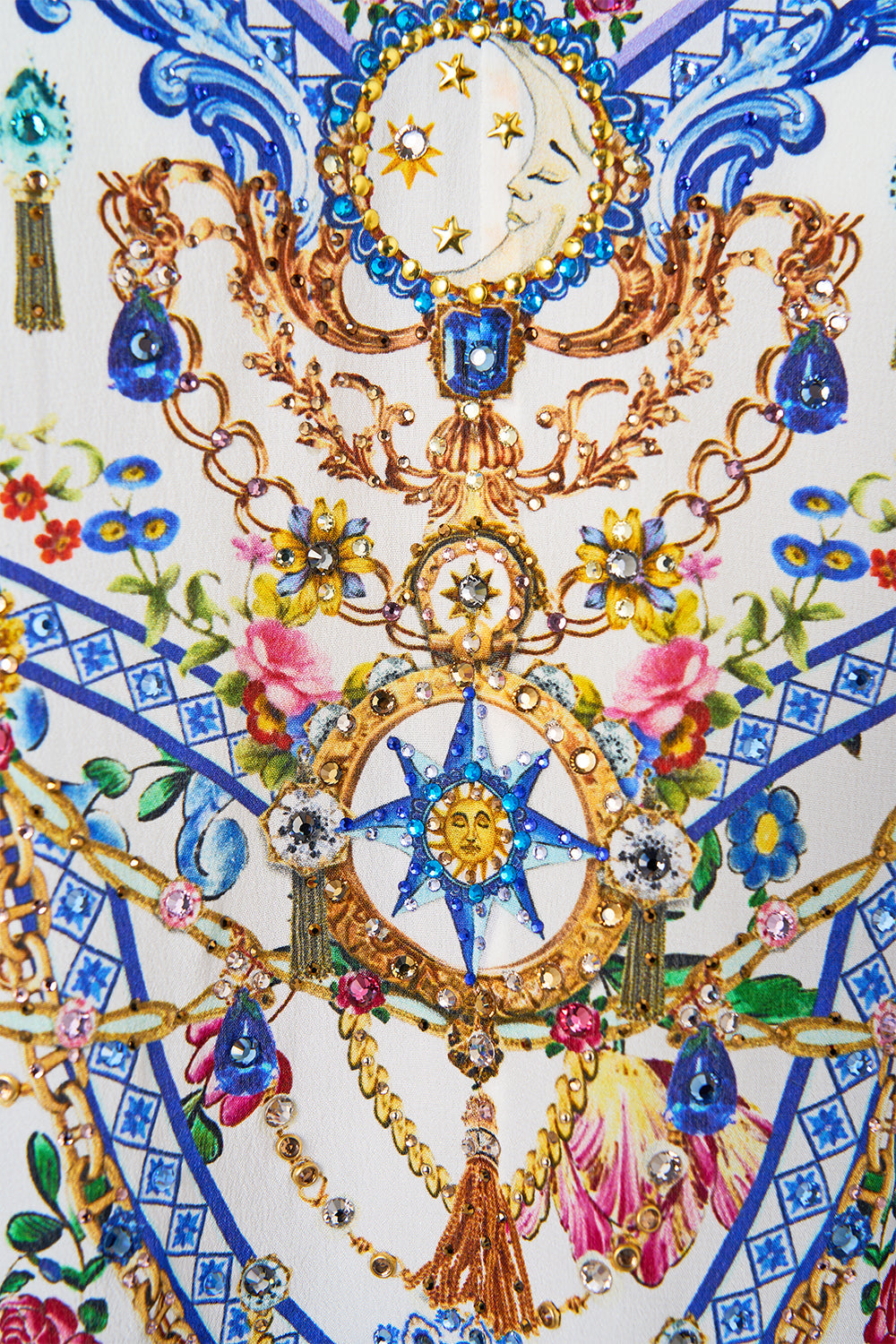 The CAMILLA Drop Shoulder Strap Kaftan in our Tiles Darls print.