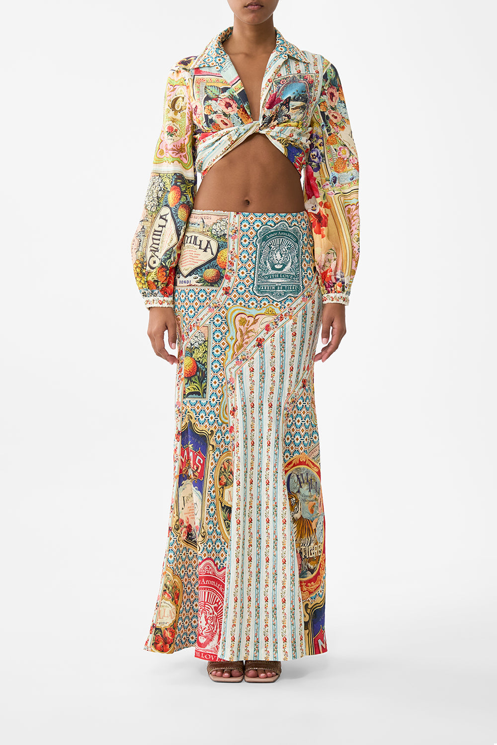 The CAMILLA Mermaid Maxi Skirt in our Soap Opera print.