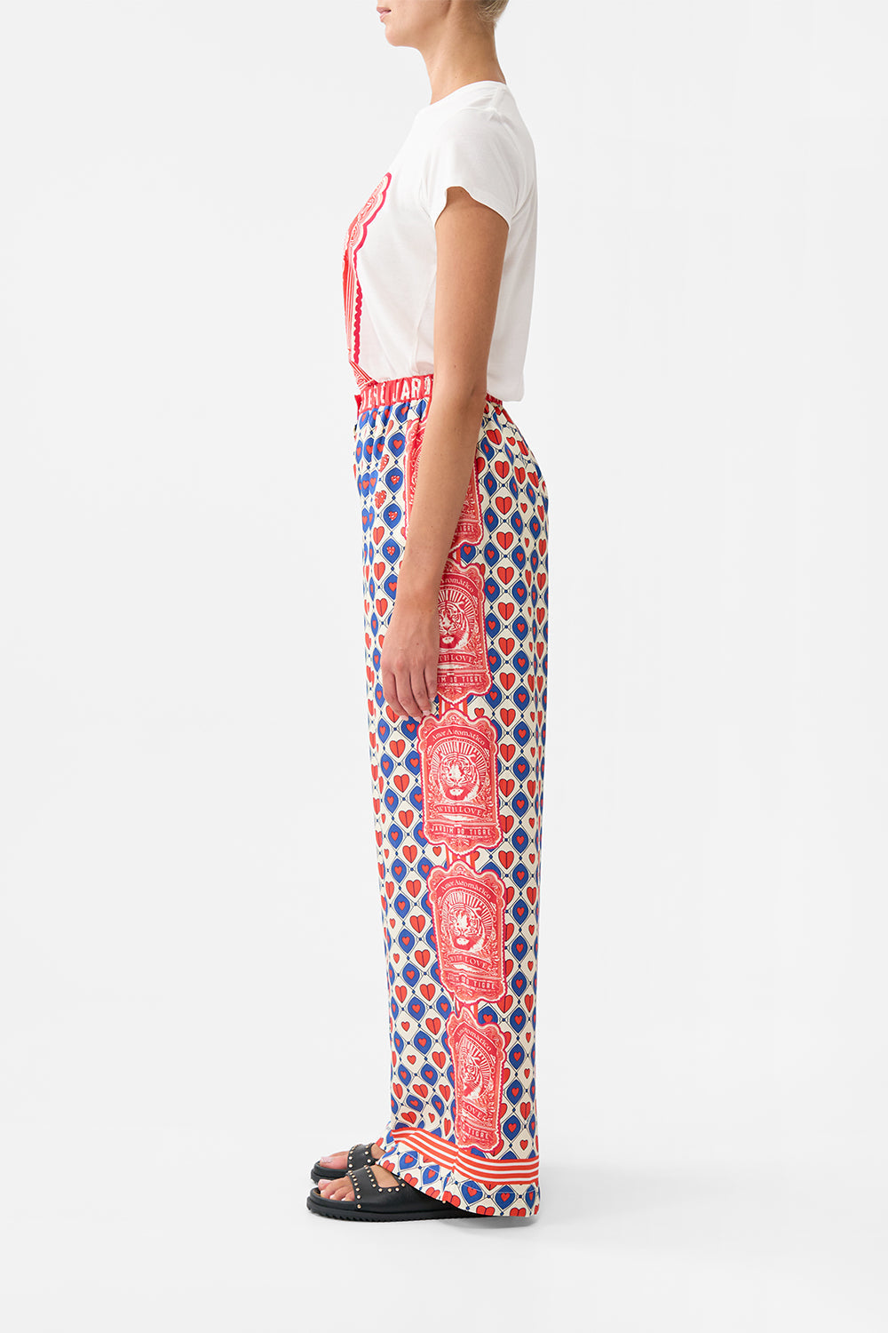 The CAMILLA Button Front Lounge Pant in our Rinse & Roar print.