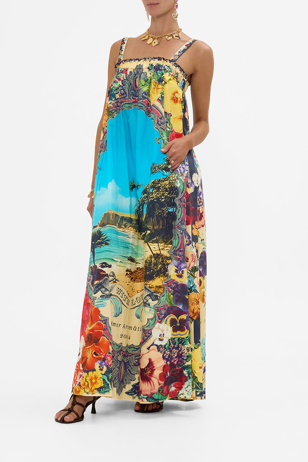 The CAMILLA Wide Strap Sundress in our Bathing Bombshell print.