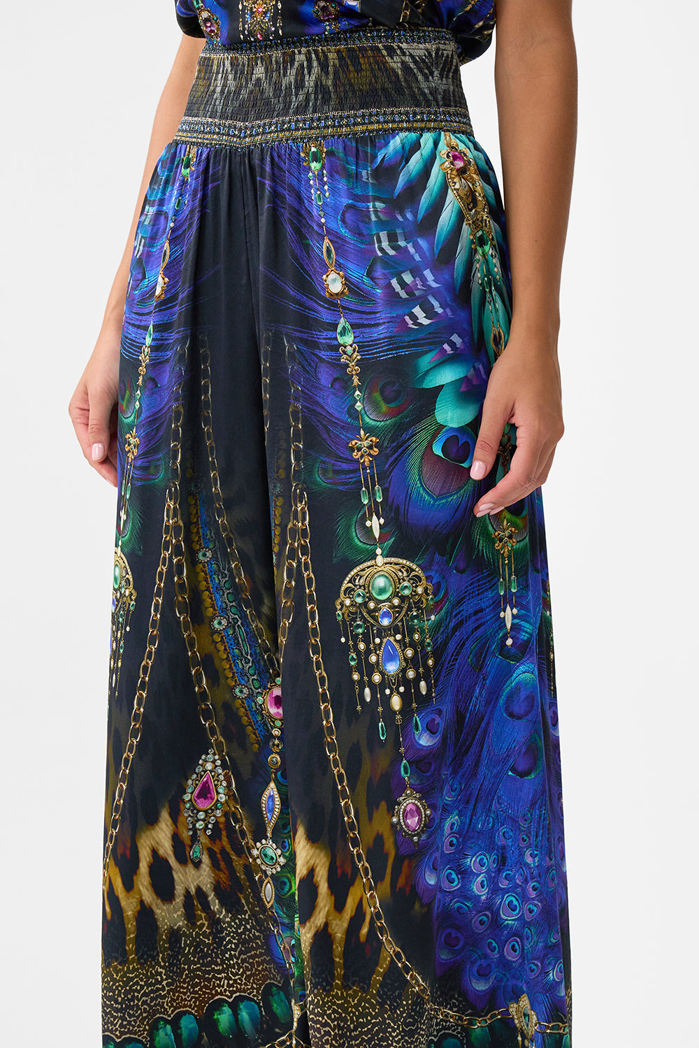 The CAMILLA Shirred Waist Pant in our Dominican Decadence print.