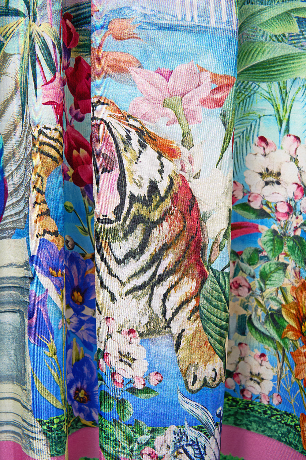 The CAMILLA Long Off Shoulder Frill Dress With Straps in our Spirit Of Santa Maria print.