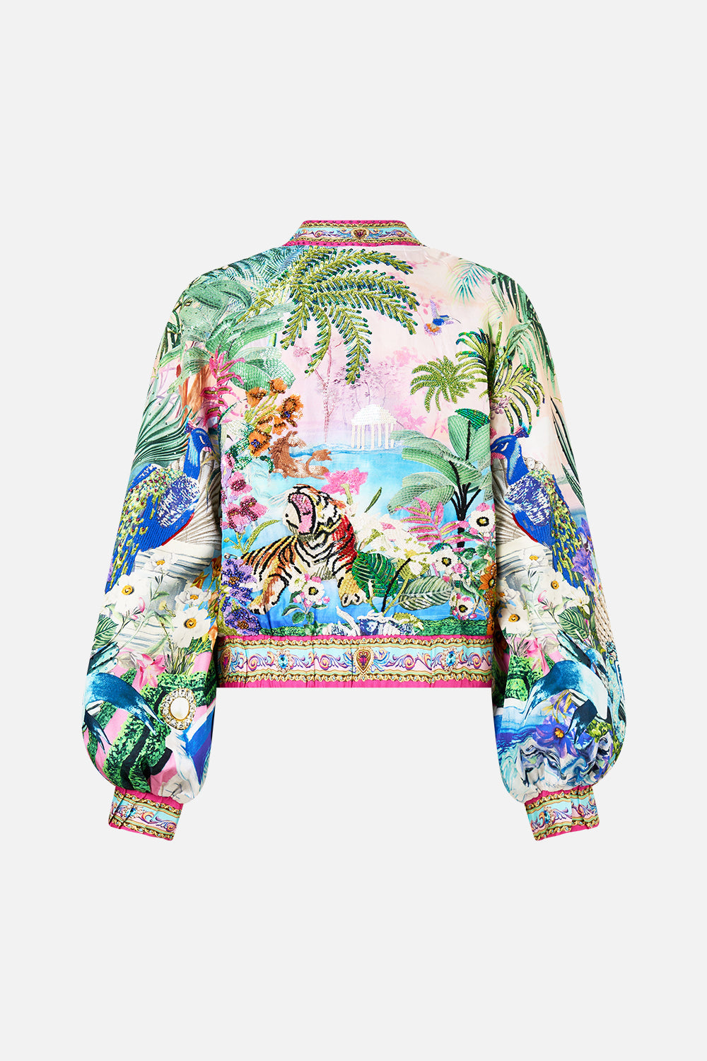 The CAMILLA Blouson Sleeve Bomber in our Spirit Of Santa Maria print.