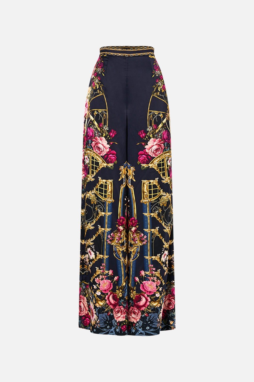 The CAMILLA Minimal Wide Leg Pant in our Ornate On A Plate print.