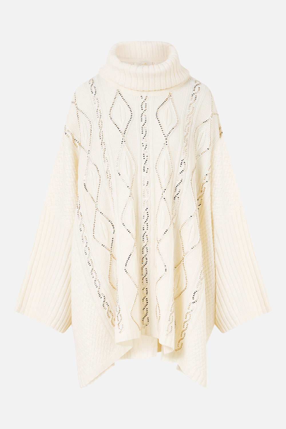 The CAMILLA Roll Neck Knit Jumper in our Solid Ivory print.
